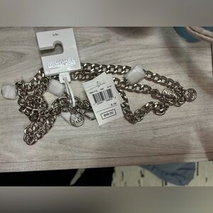Michael Kors Silver Charm Chain Belt Size S/M NWT